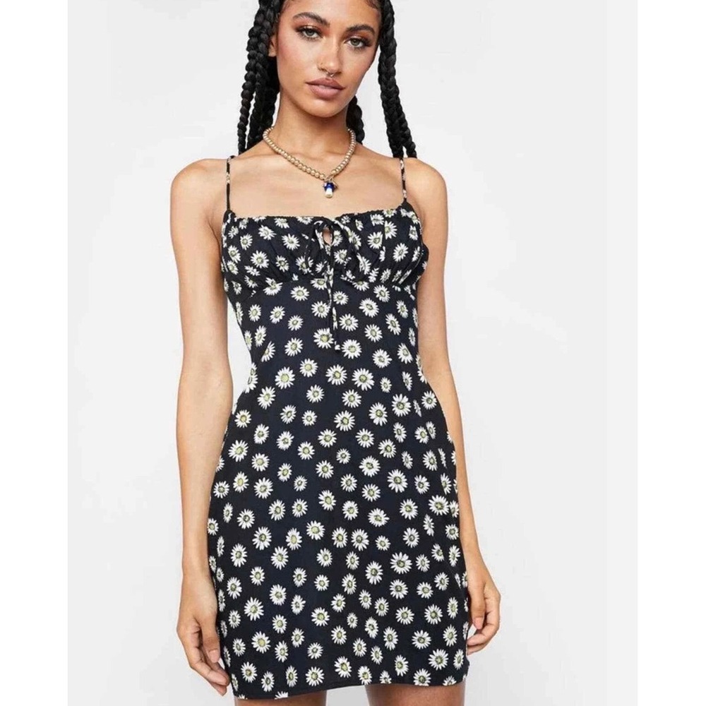 Motel Mala Dress Grunge Daisy Black Floral Mini XL NWT